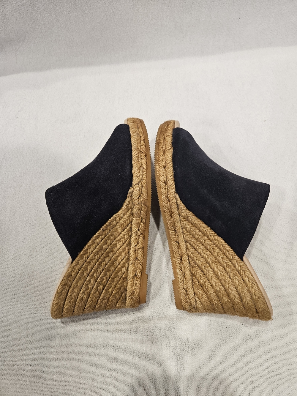 Giamo Dark Navy Suede Wedge Mules Slides Made In Spain 36/ 6 US - Picture 6 of 8